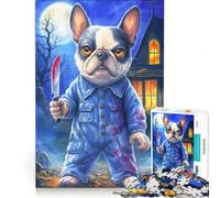 Puzzle da 1000 pezzi per ragazzi, Halloween, cane Michael Myers, giocattolo fai da te, migliora la memoria, collezione d'artista, belle arti 38x26cm