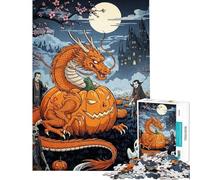 Puzzle da 1000 pezzi per ragazzi Halloween drago zucca vampiri puzzle per adulti giocattolo fai da te un'opera d'arte compleanno e Natale (dimensioni 38x52cm)