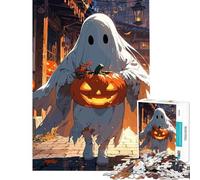 Puzzle da 1000 pezzi per ragazzi Halloween fantasma con zucca giocattolo educativo per l'apprendimento gioco che migliora la memoria regalo di compleanno (dimensioni 38x52cm)