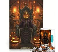 Puzzle da 1000 pezzi per ragazzi, Halloween, Re Zucca sul Trono, Gioco Impossibile, Difficile e Sfida, Compleanno e Natale 38X52CM