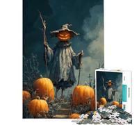 Puzzle da 1000 pezzi per ragazzi Halloween zucca spaventapasseri in un campo giochi rilassanti giocattoli che creano dipendenza per coltivare la pazienza idee regalo apprendimento educativo (38x52cm)