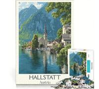 Puzzle da 1000 pezzi per ragazzi, Hallstatt Austria, vintage, gioco educativo, attività divertenti da fare in casa, rafforza l'amore tra le coppie 50x75cm