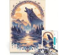 Puzzle da 1000 pezzi per ragazzi "Harmony Wolf Howl at Dusk", giocattolo educativo, attività divertenti da fare a casa, gioco stimolante, regalo 50x75cm