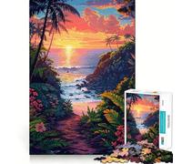 Puzzle da 1000 pezzi per ragazzi Hawaii Susnet Pixel Art Exact Edge Art Smart Mind Activity Cozy Time Game Birthday Art Gift (50x75cm)