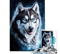 Puzzle da 1000 pezzi per ragazzi Husky dagli occhi azzurri divertente attività da fare a casa gioco di velocità manuale gioco pratico per ragazzi dai 14 anni in su (50x75cm)