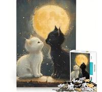 Puzzle da 1000 pezzi per ragazzi "I compagni del gatto al chiaro di luna" gioco educativo divertente antistress regalo di Natale o compleanno 50x75cm