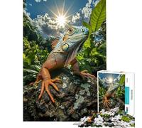 Puzzle da 1000 pezzi per ragazzi iguana su roccia nella giungla Puzzle per adulti giochi rilassanti che migliorano la memoria Ideale come regalo per tutta la famiglia (dimensioni 38x52cm)
