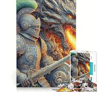 Puzzle da 1000 pezzi per ragazzi "Il Cavaliere e il Drago" gioco educativo allena la mente e la mano collezione d'artista belle arti 38x26cm