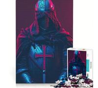 Puzzle da 1000 pezzi per ragazzi "Il cavaliere templare in stile retrò" gioco educativo allena la mente e la mano collezione d'artista belle arti 38x52cm