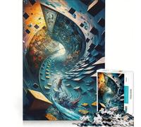 Puzzle da 1000 pezzi per ragazzi "Il fiume dei sogni" decorazione da parete regalo di compleanno adatto per la decorazione della scrivania 50x75cm