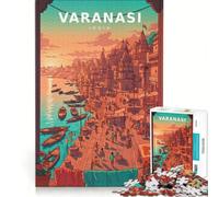 Puzzle da 1000 pezzi per ragazzi, Il flusso eterno di Varanasi, decorazione da parete, stimola la memoria, compleanno e Natale 38x26cm