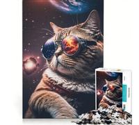 Puzzle da 1000 pezzi per ragazzi "Il Gatto Cosmico Mander" giochi per famiglie migliora la memoria con poster e foglio di curiosità abbinati 50x75cm
