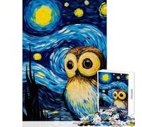 Puzzle da 1000 pezzi per ragazzi "Il gufo nella notte stellata" gioco rilassante che migliora la memoria giocattolo educativo lista dei desideri con Babbo Natale (38x26cm)