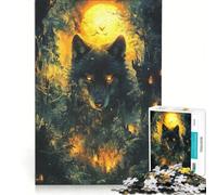 Puzzle da 1000 pezzi per ragazzi Il lupo nella foresta gioco pratico assemblaggio di modelli compleanno e Natale 38x52cm