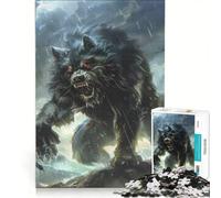 Puzzle da 1000 pezzi per ragazzi "Il lupo nero ringhiante" giochi educativi allena la mente e la mano collezione d'artista belle arti 50x75cm