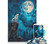 Puzzle da 1000 pezzi per ragazzi "Il lupo ulula nella notte di luna" gioco educativo sfida impegnativa regalo di compleanno e unico 38x52cm