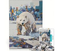 Puzzle da 1000 pezzi per ragazzi: Il mio habitat orso polare in un paesaggio urbano Gioco interattivo stimola la memoria compleanno e Natale 50x75cm
