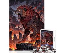 Puzzle da 1000 pezzi per ragazzi: Il Re Leone infuocato che ruggisce tra le rovine di pietra Gioco per famiglie migliora la memoria decorazione per la casa giocattolo per rafforzare l'amore