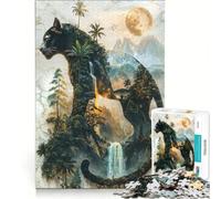 Puzzle da 1000 pezzi per ragazzi: Il regno della pantera illuminato dalla luna giochi rilassanti attività divertenti da fare a casa compleanno 38x52cm