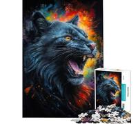 Puzzle da 1000 pezzi per ragazzi "Il ruggito del gatto nero" Un gioco rilassante divertente e spiritoso per compleanni e Natale (Dimensioni 50x75cm)