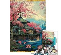 Puzzle da 1000 pezzi per ragazzi Il Sacro Fiore del Fuji Puzzle in stile retrò per ragazzi Sfida impegnativa per compleanno Natale Rompicapo per tutta la famiglia 50x75cm