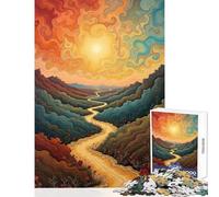 Puzzle da 1000 pezzi per ragazzi: Il sentiero tortuoso verso il sole Giochi educativi Un'opera d'arte fai-da-te con poster e foglio di curiosità abbinati (38x52cm)