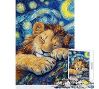 Puzzle da 1000 pezzi per ragazzi Il sogno del leone sotto un cielo stellato Giochi divertenti per tutta la famiglia Giocattolo educativo Collezione d'artista belle arti (38x52cm)