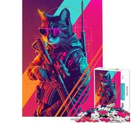 Puzzle da 1000 pezzi per ragazzi "Il soldato gatto cibernetico" sfida educativa decorazione da parete gioco rilassante adatto a persone dai 14 anni in su (38x26cm)