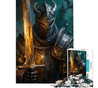 Puzzle da 1000 pezzi per ragazzi illustrazione del Cavaliere Oscuro con spada gioco educativo sfida relax divertimento in famiglia regalo di compleanno (dimensioni 38x26cm)