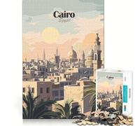 Puzzle da 1000 pezzi per ragazzi,illustrazione del paesaggio urbano del Cairo,Egitto Gioco di incastro,decorazione,esercizio mentale,svago,regalo di Natale divertente (50x75cm)