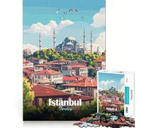 Puzzle da 1000 pezzi per ragazzi,illustrazione del paesaggio urbano di Istanbul,Turchia,con bordi precisi Attività stimolante per la mente,gioco rilassante,regalo di compleanno (50x75cm)