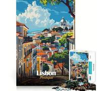 Puzzle da 1000 pezzi per ragazzi,illustrazione del paesaggio urbano di Lisbona,Portogallo,con incastri precisi,logica artistica,gioco divertente,momento di relax,decorazione natalizia da parete
