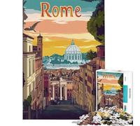 Puzzle da 1000 pezzi per ragazzi illustrazione del paesaggio urbano di Roma poster per compleanno Natale un'opera d'arte gioco impossibile per ragazzi dai 14 anni in su (38x26cm)