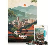 Puzzle da 1000 pezzi per ragazzi, illustrazione del paesaggio urbano di Taipei, ritagli precisi, gioco cognitivo divertente, gioco per il tempo libero, decorazione natalizia per la casa (38x52cm)