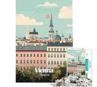 Puzzle da 1000 pezzi per ragazzi illustrazione del paesaggio urbano di Vienna Austria Gioco interattivo giocattolo coinvolgente per coltivare la pazienza regalo artistico educativo (38x26cm)