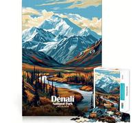 Puzzle da 1000 pezzi per ragazzi,illustrazione del Parco Nazionale di Denali,Alaska,taglio preciso,divertente gioco di logica,gioco tranquillo,decorazione natalizia,regalo (38x52cm)