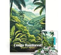 Puzzle da 1000 pezzi per ragazzi, illustrazione della foresta pluviale del Congo, Africa centrale, gioco educativo, rilassante e stimolante, sfida unica 50x75cm