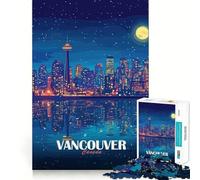 Puzzle da 1000 pezzi per ragazzi illustrazione dello skyline notturno di Vancouver Canada con bordi precisi ideale per allenare la mente divertente e rilassante perfetto come regalo di compleanno