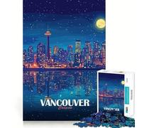 Puzzle da 1000 pezzi per ragazzi illustrazione dello skyline notturno di Vancouver Canada con intagli precisi Gioco cognitivo divertente ideale per il tempo libero perfetto per Natale e per la casa