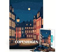 Puzzle da 1000 pezzi per ragazzi,illustrazione di Copenaghen,Danimarca,paesaggio urbano notturno,design finemente ritagliato,gioco di logica,regalo,divertimento rilassante,compleanno,gioco divertente