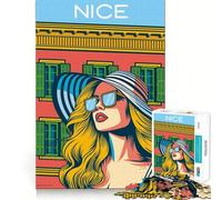 Puzzle da 1000 pezzi per ragazzi,illustrazione di Nizza,Francia,stampa artistica di viaggio,taglio preciso,giocattolo stimolante per la mente,momento di relax,attività per compleanno (38x26cm)