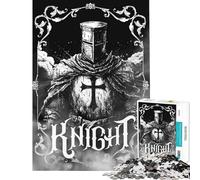 Puzzle da 1000 pezzi per ragazzi illustrazione di un cavaliere in bianco e nero Armageddon puzzle per adulti giochi rilassanti decorazione perfetta ideale come regalo (dimensioni 50x75cm)