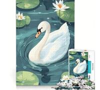 Puzzle da 1000 pezzi per ragazzi illustrazione di un cigno in uno stagno di ninfee gioco per famiglie divertente e umoristico adatto anche come decorazione da scrivania 38x26cm