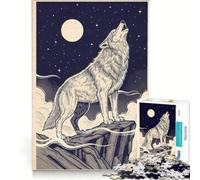 Puzzle da 1000 pezzi per ragazzi illustrazione di un lupo che ulula alla luna giochi educativi corsa a tempo collezione d'artista belle arti 38x26cm