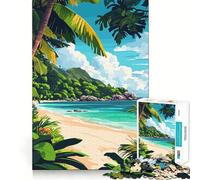 Puzzle da 1000 pezzi per ragazzi, illustrazione di un paradiso tropicale sulla spiaggia, gioco divertente e stimolante, tempo libero, decorazione natalizia da parete (38x52cm)