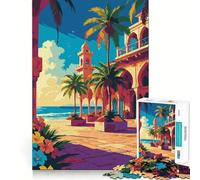 Puzzle da 1000 pezzi per ragazzi illustrazione di un resort tropicale sulla spiaggia ritagli precisi gioco cognitivo divertente gioco per il tempo libero decorazione natalizia per la casa (50x75cm)