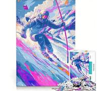 Puzzle da 1000 pezzi per ragazzi, immagine astratta di uno sciatore su una pista di montagna, gioco divertente, stimolante da completare, ideale come regalo per tutta la famiglia 50x75cm
