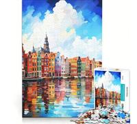 Puzzle da 1000 pezzi per ragazzi in visita ad Amsterdam giocattolo fai-da-te rilassante e stimolante per la mente adatto come decorazione da scrivania 38x26cm