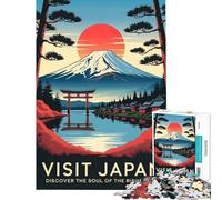 Puzzle da 1000 pezzi per ragazzi in visita in Giappone︰ Paesaggio con sole nascente Poster Sfida da completare Migliora la memoria Giocattolo fai da te per ragazzi dai 14 anni in su (50x75cm)