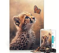 Puzzle da 1000 pezzi per ragazzi,incontro tra ghepardo e farfalla,gioco di incastro divertente e stimolante per la mente,regalo di compleanno (38x26cm)